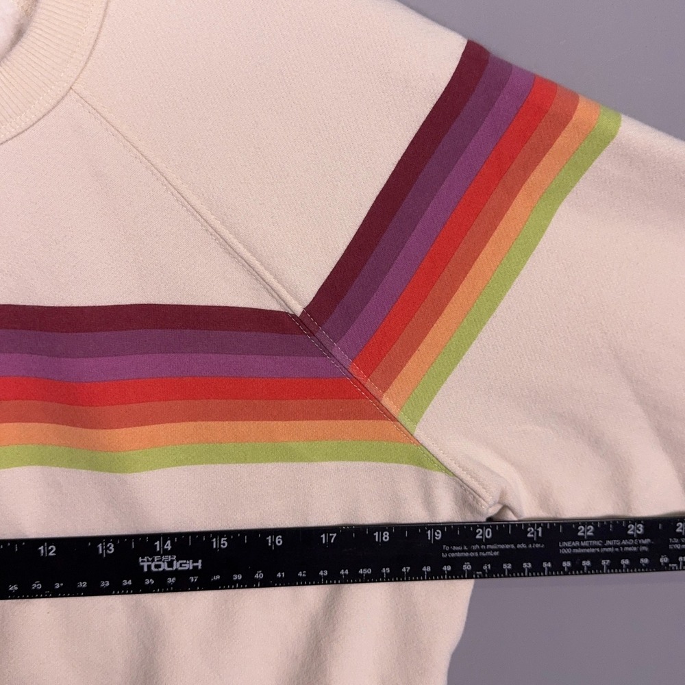 Marine Layer Cloud 9 Fleece Sweatshirt Womens Size Small Striped Cream Retro - Picture 5 of 7